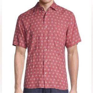 Peter Millar NWT Seaside Kiva Beach Linen Shirt - Fruit Punch Medallion XXL